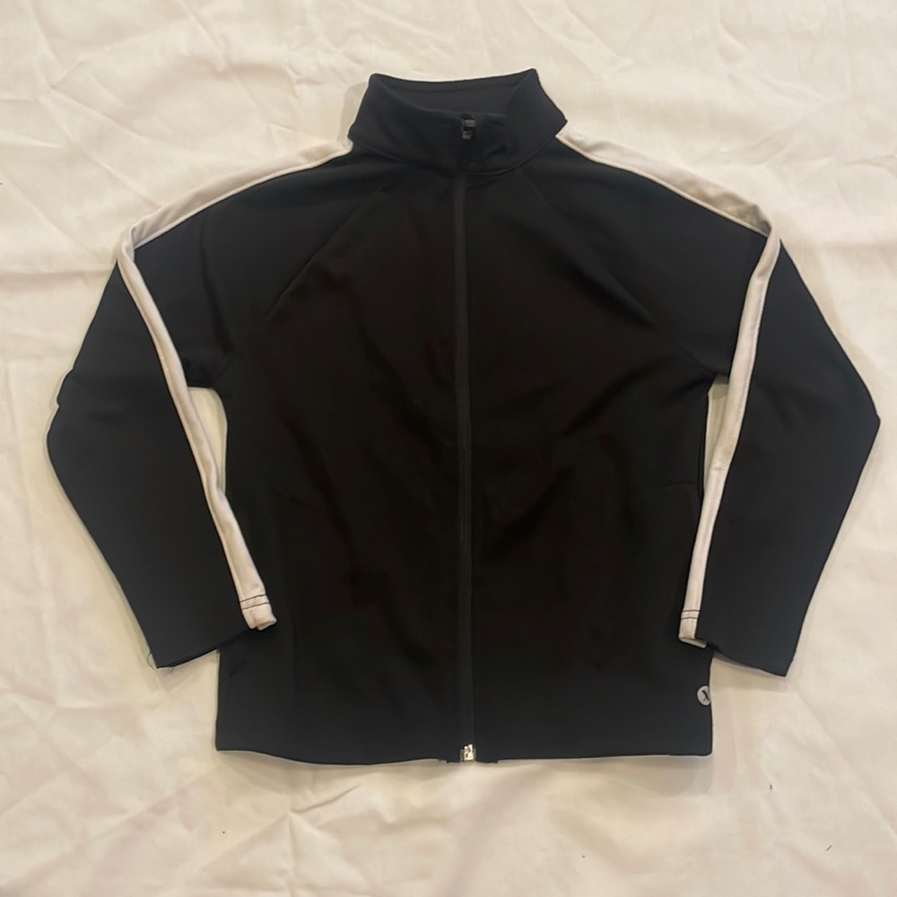 Xersion Boys Lightweight Track Jacket Size XS(6/7) in Black w/ white side stripe
